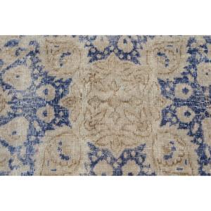 Alfombra de 7.7x11.5 pies, Alfombra Turca Vintage, Alfombra Sólida Azul y Blanca - Product Image 5