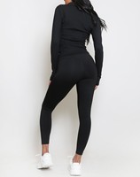Ensemble de sport pour femme avec veste zippée à manches longues ornée de strass et leggings de yoga respirants extensibles dans les quatre sens – Vente en gros