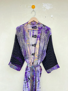 Robe Kimono Tie Dye recyclée Robe Tie Dye en soie pour femmes vêtements d'été Kimono - Product Image 6