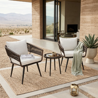 Fauteuil d'extérieur moderne en rotin tressé, chaise d'appoint de jardin avec coussins