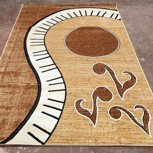 พรมทอเครื่องจักร โพลีโพรพิลีน ทันสมัย สไตล์ตุรกี คุณภาพสูง ป้องกันคราบ ขนยาว ลายนามธรรม ขนาดกลาง - Product Image 1