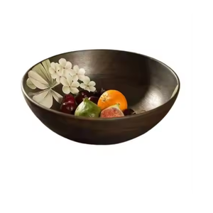 Cuenco para servir ensalada de madera Natural con patrón de hojas para restaurante Hotel mesa de comedor cuencos decorativos de madera hechos a mano - Product Image 1