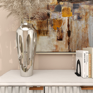 Décoration d'intérieur de luxe Vase à fleurs en aluminium Vase argenté unique pour salon Table à manger Mariage Anniversaire Pâques - Product Image 5