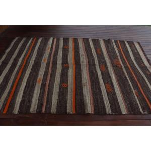 Turkish 5.5x8.4 ft Rug, Kilim Vintage Rug, <b>Brown</b> Camouflage Rug <b>Wool</b> - Product Image 3