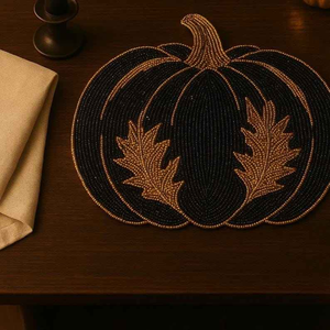 Set de table perlé fait main, sous-plat personnalisé avec logo, écologique, design artistique classique/moderne, luxe, décoration de table pour les fêtes, pièce unique - Product Image 1