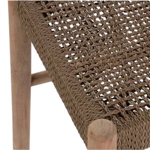 Tabouret de bar en teck massif de style nordique avec siège en corde tressée et dossier en échelle, chaise de salle à manger à hauteur de comptoir pour îlot de cuisine et café - Product Image 5