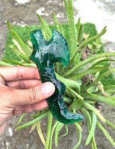 Ensemble de couteaux hache en cristal vert faits à la main, lame en verre fantastique, objet de collection, couteau en pierre taillé à la main, cadeau décoratif - Product Image 4