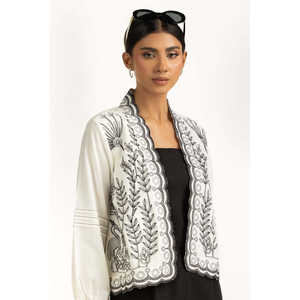 Gilet court brodé Dobby pour femme IPS-44816, style doudoune, pour le printemps, avec logo tissé et décoration en tricot - Product Image 2