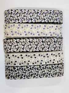 Encaje de flores bordado multicolor, accesorios de vestido de novia, encaje de modificación de borde blanco diseños y colores personalizados - Product Image 2