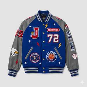 Veste universitaire slim fit pour homme, mélange de laine, manches en cuir vegan, patch en chenille personnalisé, veste bomber letterman, vente en gros - Product Image 4