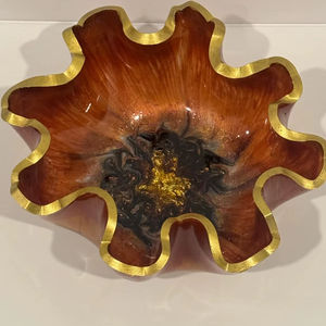 Tazón de Resina Hecho a Mano de Primera Calidad, Diseño Artístico con Patrón de Modelo, Superficie Lisa para Servir Alimentos, Decoración de Interiores de Sala de Estar - Product Image 1