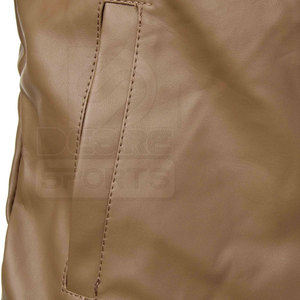 2026 Solid Color Men Leather <b>Canvas</b> <b>Jacket</b> with Stand Collar and Front Logo Windproof Winter Streetwear - Product Image 5