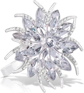 Rond de serviette en métal et papier en verre cristal super luxe, décoration de table de fête de mariage en forme vintage unique, rond de serviette exclusif - Product Image 1