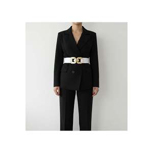 Women's <b>Elastic</b> <b>Belt</b> with Gold Buckle, Jacket <b>Belt</b>, Shirt <b>Belt</b>, Dress <b>Belt</b> - White - Product Image 3