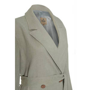 Mint Double-Breasted Linen <b>Trench</b> <b>Coat</b>-Breathable <b>Plus</b> <b>Size</b> Long Length - Product Image 1
