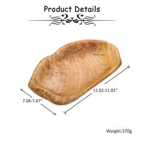 Plato de servir de madera natural con acabado de grano liso, perfecto para presentar aperitivos, pan, bocadillos y frutas en reuniones familiares. - Product Image 2