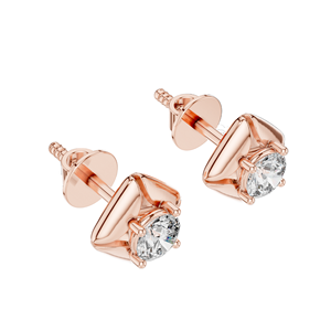 Pendientes de Diamantes Cultivados en Laboratorio, Corte Brillante Redondo, 0.4782 CT, para Mujer, VVS-VS EF CVD, Oro de 18K, 14K, 10K y Plata 925, Color Rosa - Product Image 6