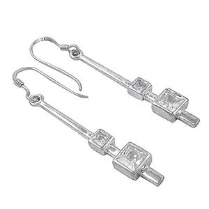 Boucles d'oreilles pendantes carrées en argent sterling 925 avec zircone cubique pour femmes, bijoux tendance pour femmes - Product Image 1