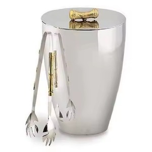 Cubo de hielo de metal aislado de lujo con tapa Uso de fiesta de boda Enfriador de vino para bares y champán - Product Image 4