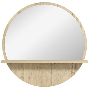 Espejo de baño redondo kleankin en aglomerado y cristal con estante de almacenamiento y 2 ganchos traseros, Ø 45x10 cm - Product Image 1