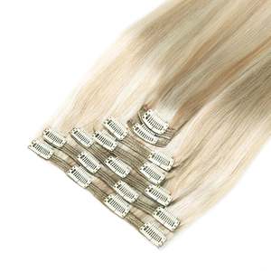 Extensions de cheveux à clipser 21 pouces 51/60 Blond Platine Champagne Mixte 10A Cheveux Humains Brésiliens Remy - Product Image 1