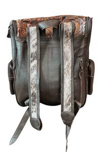 Western Cowhide Handmade Genuine Leather Backpack Aztec Handtooled Zipper Premium Quality Bohemian Style Waterproof <b>20L</b> Capacity - Product Image 3