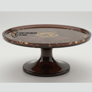 Support à gâteau rond en résine marron élégant, design écologique non toxique, passe au lave-vaisselle, plat de service contemporain pour gâteaux et friandises - Product Image 6