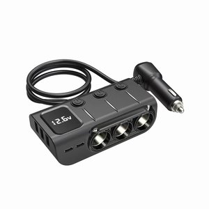 Adaptateur de chargeur de voiture universel 3 ports USB avec chargeur allume-cigare Type C pour voitures 12-24V - Product Image 1
