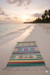 Cotton Handmade Woven Modern Plush Floral <b>Rug</b>-Machine Washable Reversible Backing-Home Exercise Travel Prayer Bar <b>Camping</b> - Product Image 3