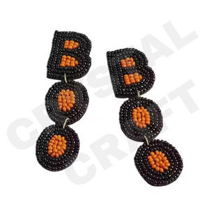 USA Rhinestone star Beaded Earrings for Women Patriotic Orange White Blue Colour for <b>Wedding</b> or Memorial Day - Product Image 6