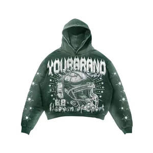 Custom Vintage Acid Wash Streetwear Tracksuit Oversized Graphic Hoodie and Flared <b>Sweatpants</b> <b>Set</b> Retro Hip Hop Men Women <b>Set</b> - Product Image 2