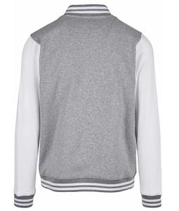 Chaqueta Universitaria Personalizada para Hombre, Cortavientos, Cuerpo de Lana, Forro Acolchado de Satén, Mangas de Cuero y Lona, Estilo Bomber Gris para Invierno - Product Image 5