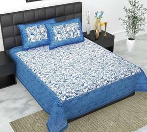 Nouvelle parure de draps en coton biologique de qualité supérieure, imprimée à la main, motif bohème indien paisley bleu, écologique, 200 fils, taille super king - Product Image 3