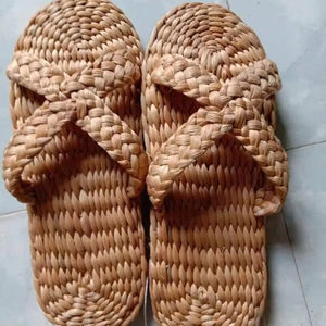 Dragonex Eco-Friendly Handwoven <b>Water</b> Hyacinth Canvas Upper Lace-Up Slipper Customized Size Daily Wear Beach <b>Shoe</b> Competitive - Product Image 1
