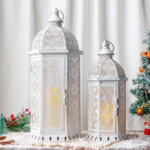 Factory Hot Sell Metal Rustic Colored Tall Moroccan Candle <b>Lantern</b> for Home and Garden Decorations European White <b>Lanterns</b> - Product Image 4