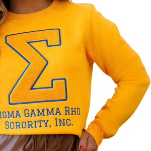 Big Sigma Gamma Rho Chenille Sweatshirt Soft Premium Cotton Crewneck Embroidery SGRho Greek Sorority Apparel for Women - Product Image 4