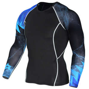 Chemise MMA Rash Guard à manches longues imprimée sur mesure pour hommes Conception de logo en relief de qualité Compression respirante-Disponible - Product Image 4