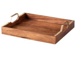 Bandeja de servicio de decoración de madera respetuosa con el medio ambiente al por mayor con asas para uso en fiestas de hotel en casa restaurante. - Product Image 4