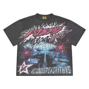 T-shirt graphique Oversized Boxy Acid Wash Streetwear Hip Hop All Over Print Fit Tshirt Men Streetwear T-Shirt - Product Image 4