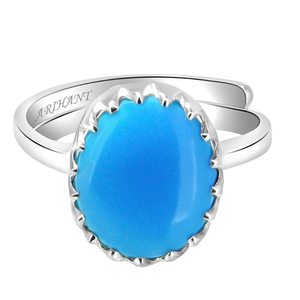 NOVAMART Fine Arihant Gems and Jewels Natural Certified Turquoise (Firoza) <b>Silver</b> <b>Ring</b> 3.25 Ratti to 12.25 Gift for <b>Men</b> & Women - Product Image 1