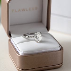 Anillo de Compromiso Solitario de Diamante Ovalado de Lujo, Oro Blanco, Banda de Boda con Pavé, Joyería Nupcial, Envío Global - Product Image 2