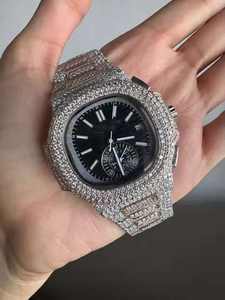 Reloj de Alta Calidad con Diamante Moissanite VVS, Unisex, de Acero Inoxidable, con Esfera de Cristal, Movimiento Mecánico, 45 mm, Estilo Hip Hop, Gran Venta - Product Image 4