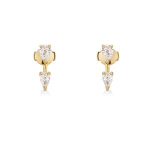 Convertible Pear Lab Grown Diamond Earrings 1.00 Ctw D F Color VVS1 VS2 Clarity 14K Gold Day To Night Versatility - Product Image 1