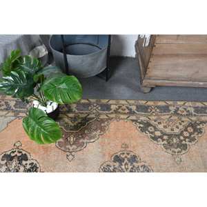 Alfombra de lana Naranja Turca Vintage 4 pies X 12 pies Estilo clásico de retazos con acentos beige Alfombra de sala de estar de área grande para adolescentes - Product Image 5