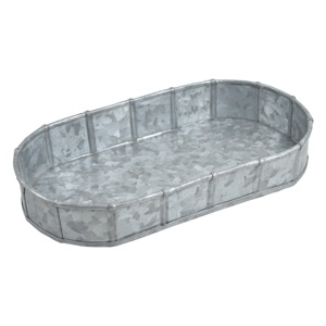 Plateau de service rond en métal galvanisé Nouveau design pour la maison, le bureau, la fête, le mariage, la décoration de Noël avec des plantes. - Product Image 3