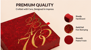 Luxury Red Gold Foil Advent <b>Calendar</b> Box Magnetic Closure Rigid Paperboard Christmas Mystery Box for Cosmetic Beauty Gift - Product Image 3