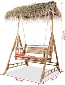 Silla Columpio de Bambú para Jardín con Techo, Muebles de Exterior de Bambú Sostenible para Resort, Cafetería, Hotel, Venta al por Mayor - Product Image 2