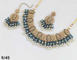 Antique Gold Plated Beautiful Stunning Cubic Zircon <b>Crystal</b> Dangle Drop Choker Wedding Necklace Jewelry With <b>Earrings</b> for Women - Product Image 1