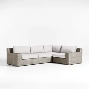 Mahya Wicker 3-Piece Right-Arm Chair Petite L-Shaped Outdoor Sectional Sofa