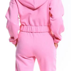 Custom Slim Fit 2 Piece Crop <b>Top</b> Tracksuit Loungewear Set High Quality Two Piece Zip up Hoodie Jacket and Pants Set Women - Product Image 4